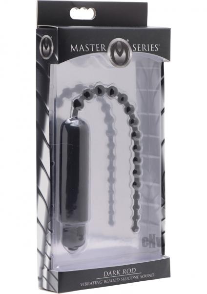 Dark Rod Vibrating Beaded Silicone Sound Black