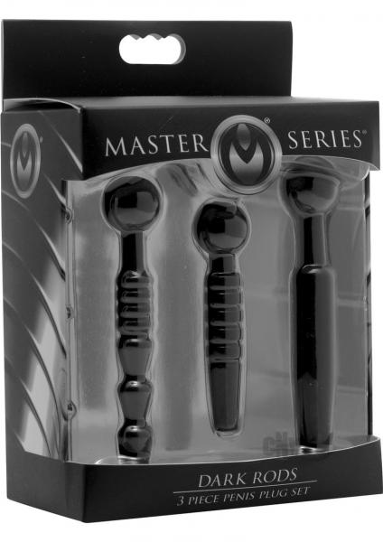 Dark Rods 3 Piece Silicone Penis Plug Set Black
