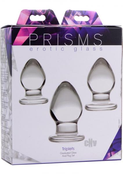 Triplets 3 Piece Glass Anal Plug Kit