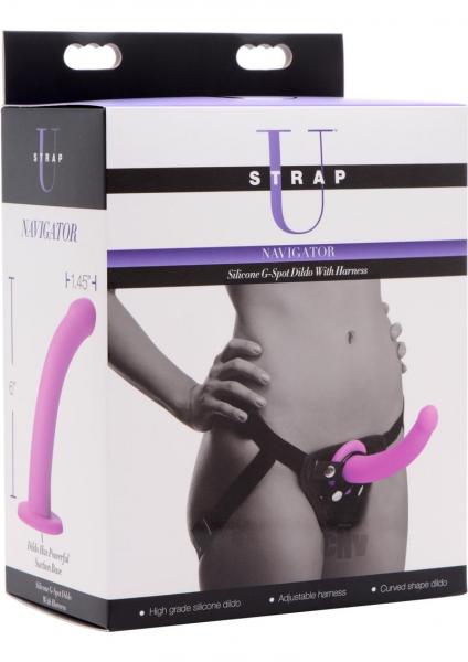 Strap U Navigator Silicone G-Spot Dildo With Harness