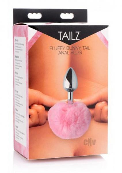 Fluffy Bunny Tail Anal Metal Butt Plug Pink