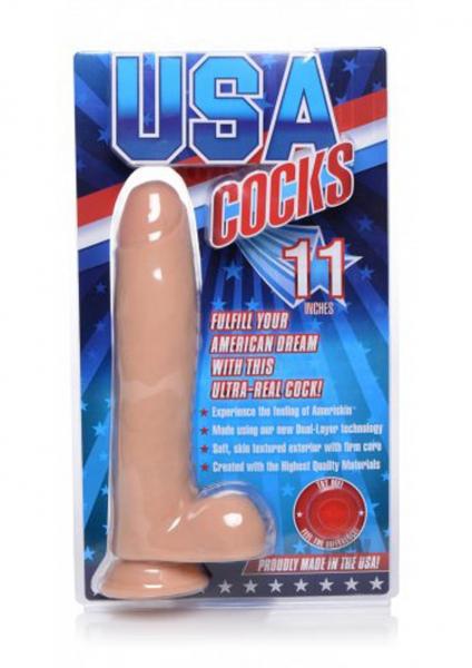 USA Cocks 11 Inches Ultra Real Dual Layer Suction Cup Dildo