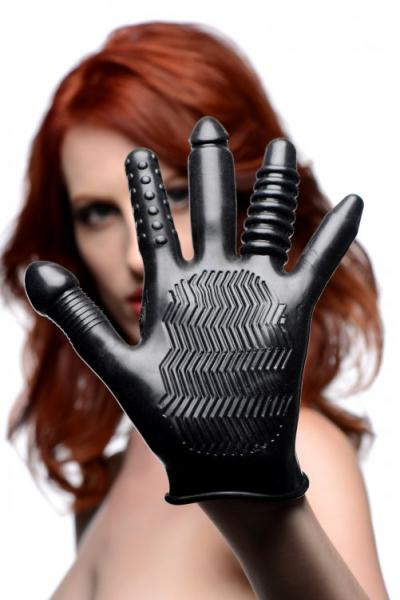 Pleasure Poker Textured Glove Black