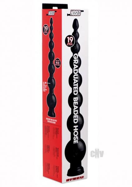Hosed 19 Inches Graduated Bead Anal Snake Black