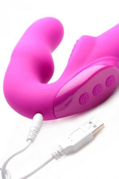 Evoke Super Charged Vibrating Strapless Strap On Pink