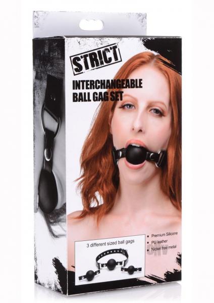 Strict Interchangeable Silicone Ball Gag Set Black