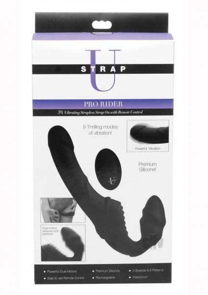 Pro Slim Rider Strapless Strap On With Remote Control Black