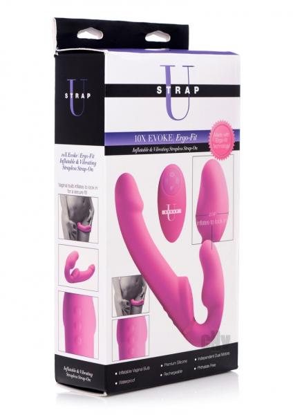 10X Evoke Ergo Fit Inflatable & Vibrating Strapless Strap-On Dildo
