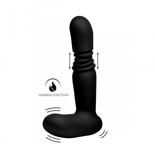 Silicone Thrusting Anal Plug With Remote Control Black