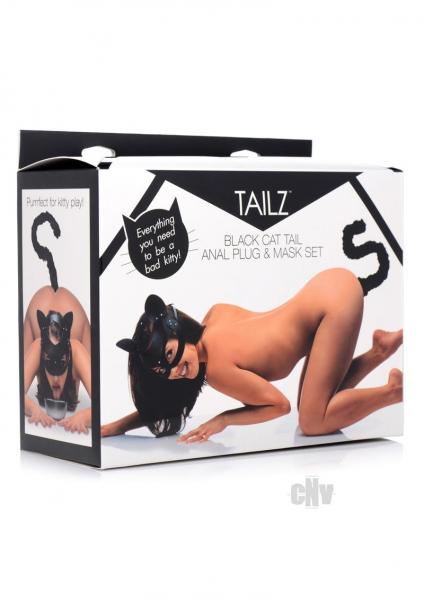 Cat Tail Anal Plug And Mask Set Black