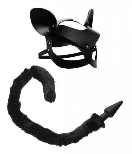 Cat Tail Anal Plug And Mask Set Black