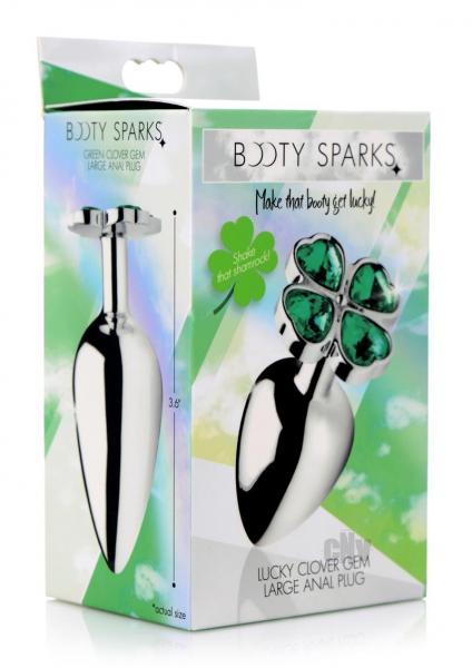 Booty Sparks Lucky Clover Gem Anal Plug Large Silver