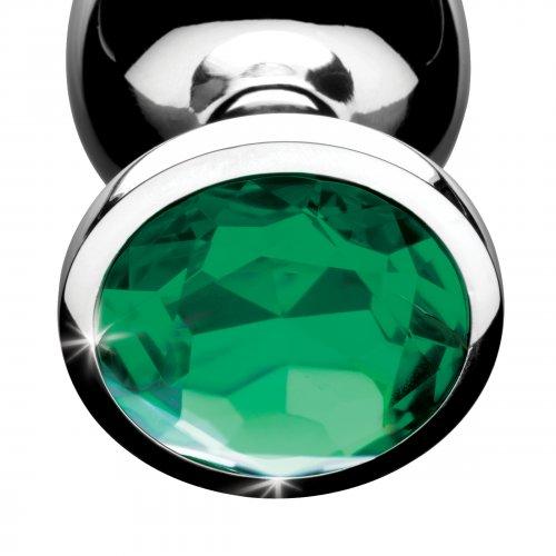 Emerald Gem Anal Plug Set 3 Silver Plugs with Green End