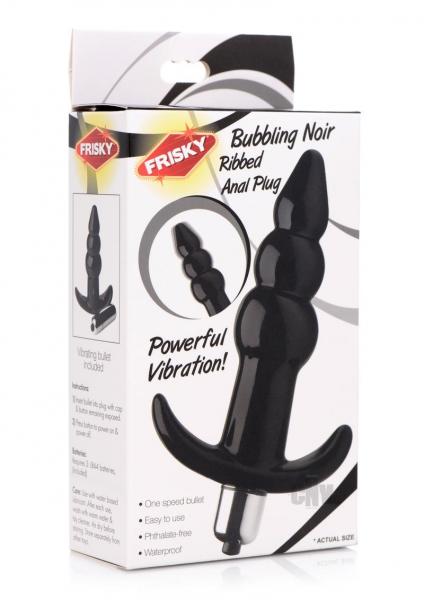 Ribbed Vibrating Butt Plug Black
