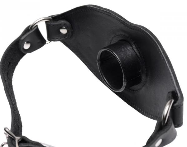 Feeder Locking Open Mouth Gag Black Leather O/S