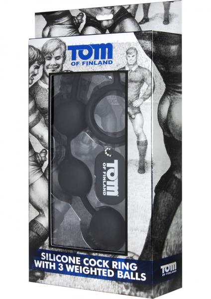 Tom Of Finland Silicone Cock Ring With 3 Weighted Balls