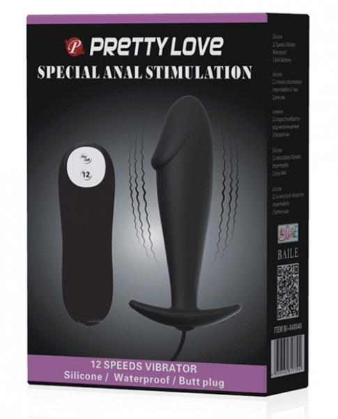 Pretty Love Vibrating Penis Shaped Butt Plug Black