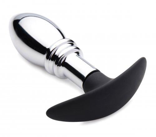 Dark Stopper Metal And Silicone Anal Plug Silver