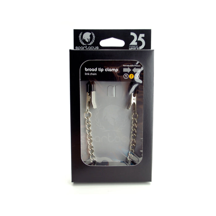 Spartacus Endurance Nipple Clamps With Curbed Chain Rubber Tipped