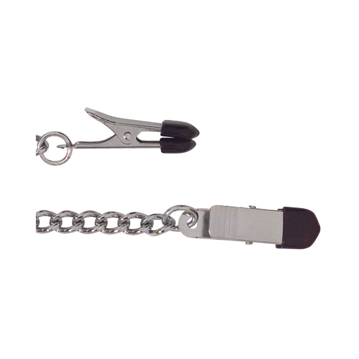 Spartacus Endurance Nipple Clamps With Curbed Chain Rubber Tipped