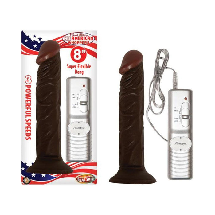All American Whopper Vibrating 7 inches Dildo Brown