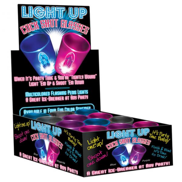 Light Up Cock Shot Glasses 12 Piece Display