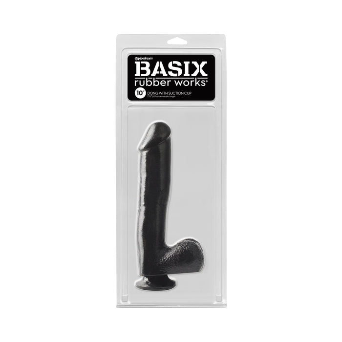 Basix Rubber 10in. Dong With Suction Cup Black
