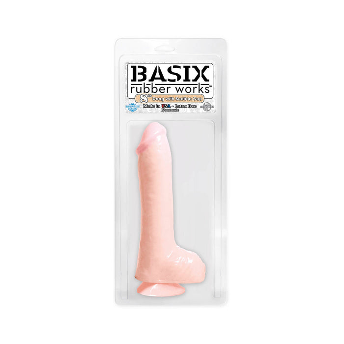 Basix Rubber 8 inches Dong With Suction Cup Beige