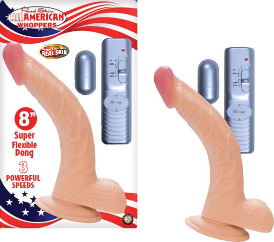 American Whopper 8in Curved Vibrating Dong, Balls