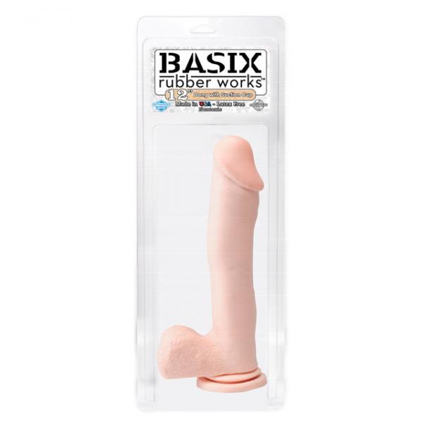 Basix Rubber Works 12 Dong w/Suction Cup - Flesh