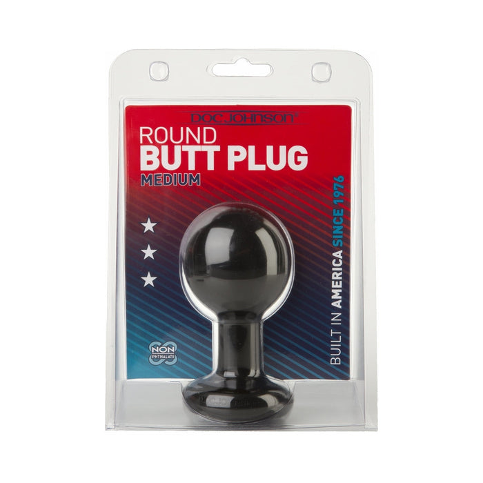 Round Butt Plug Medium Black