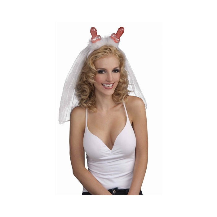 Bachelorette Penis Tiara With Veil (white)