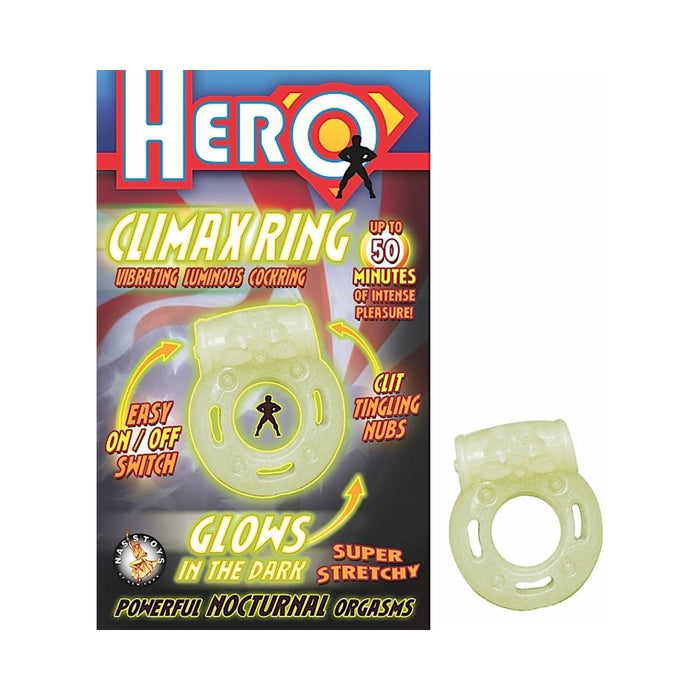 Hero Climax Vibrating C Ring - Glow In The Dark