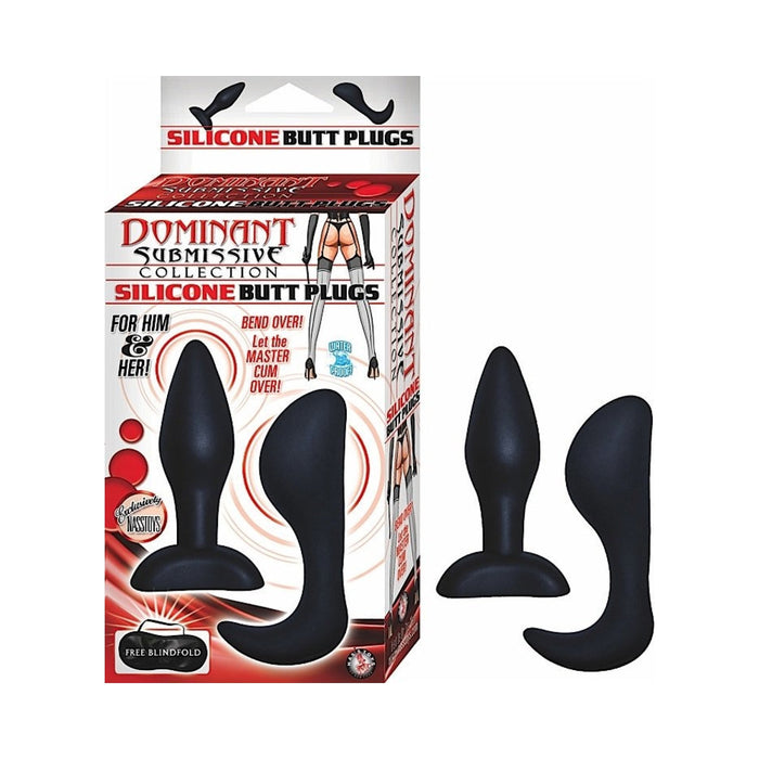 Dom. Sub. Coll. Silicone Butt Plugs- Blk