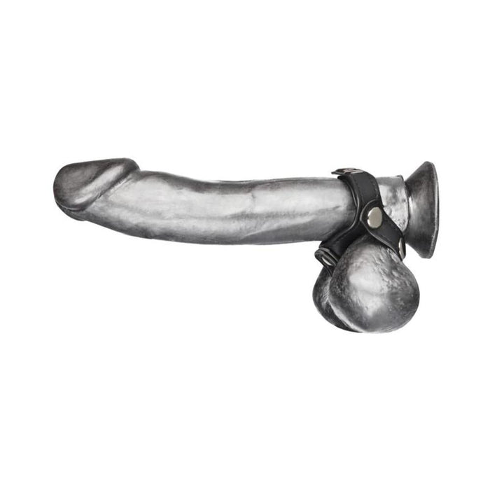 C & B Gear V-Style Cock Ring with Ball Divider Black