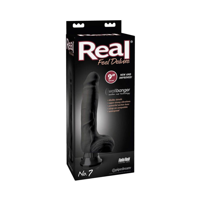 Real Feel Deluxe No 7 Black Vibrating Dildo