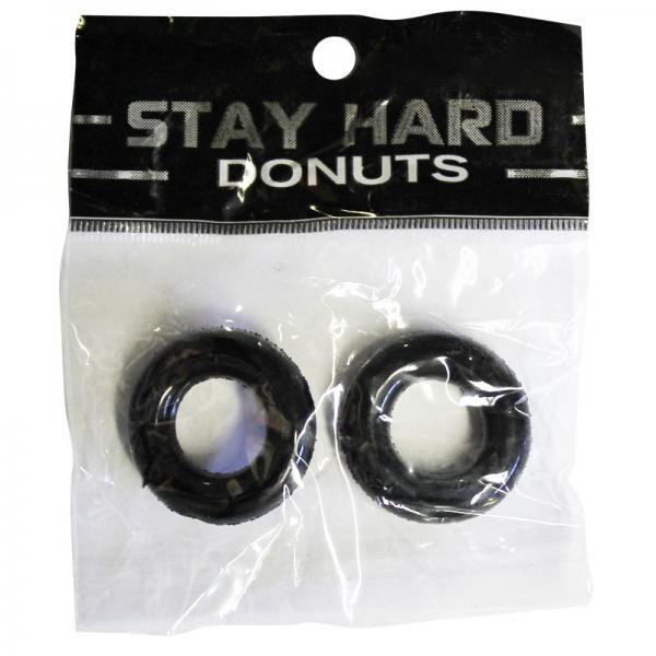 Ignite Power Stretch Donut Cock Ring - Black Pack of 2