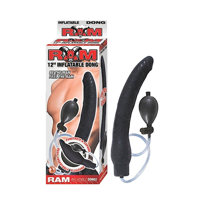 Ram Inflatable Latex Dong 12 Inch	- Black