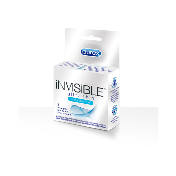 Durex Invisible Ultra Thin Ultra Sensitive Latex Condoms 3pk