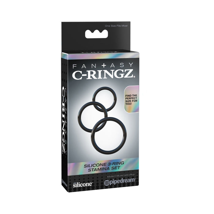Fantasy C-Ringz Silicone 3 Ring Stamina Set Black