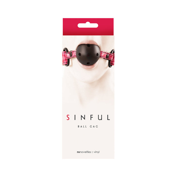 Sinful Adjustable Vinyl Ball Gag - Pink