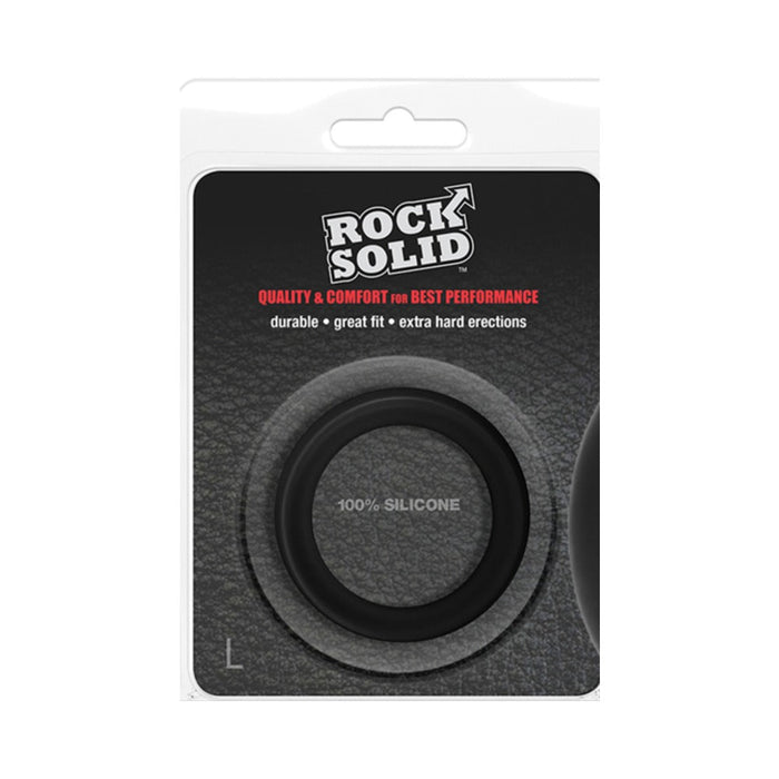 Rock Solid Silicone Black C Ring, Large (2in) In A Clamshell