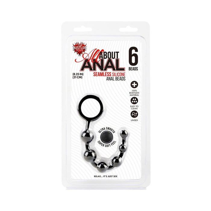All About Anal Silicone Anal Beads 6 Balls Black