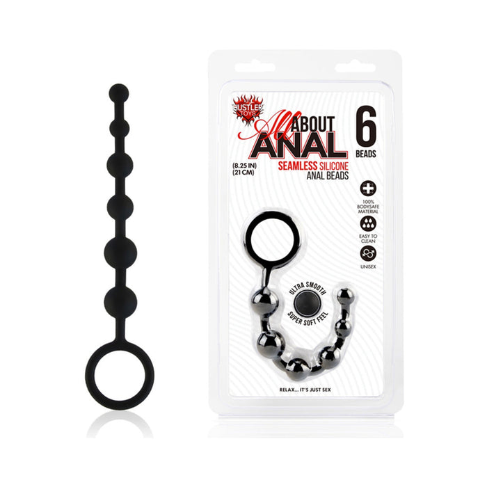 All About Anal Silicone Anal Beads 6 Balls Black