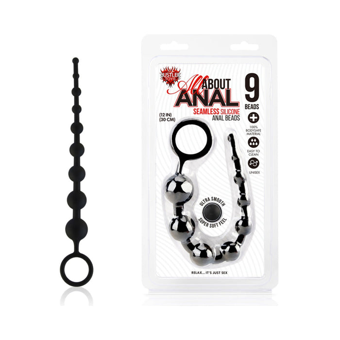 All About Anal Silicone Anal Beads 9 Balls Black