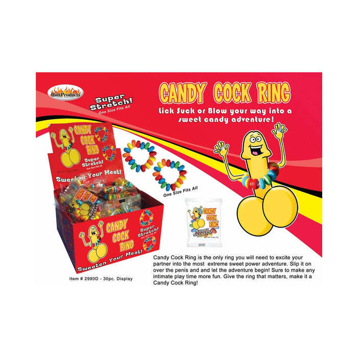 Candy Cock Ring 30 Pieces Display