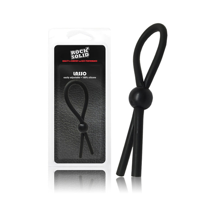 Rock Solid Lasso Single Adjustable Black Silicone Cock Tie