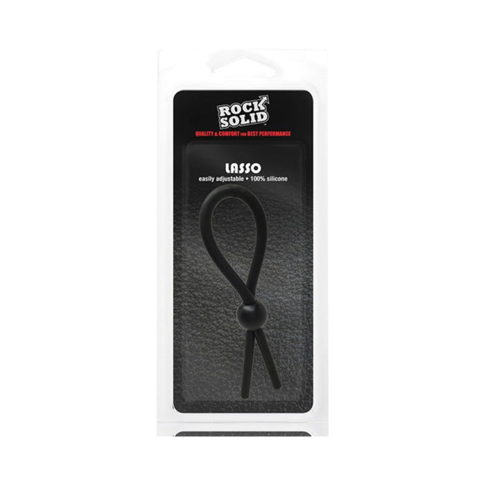 Rock Solid Lasso Single Adjustable Black Silicone Cock Tie