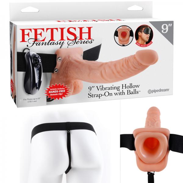 Fetish Fantasy 9in Vibrating Hollow Strap-on With Balls