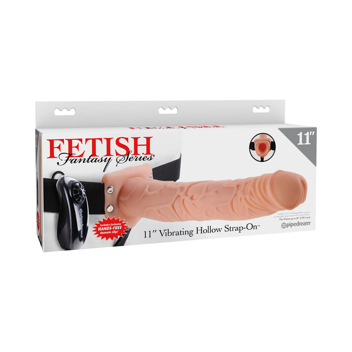 Fetish Fantasy 11 inches Vibrating Hollow Strap On Beige